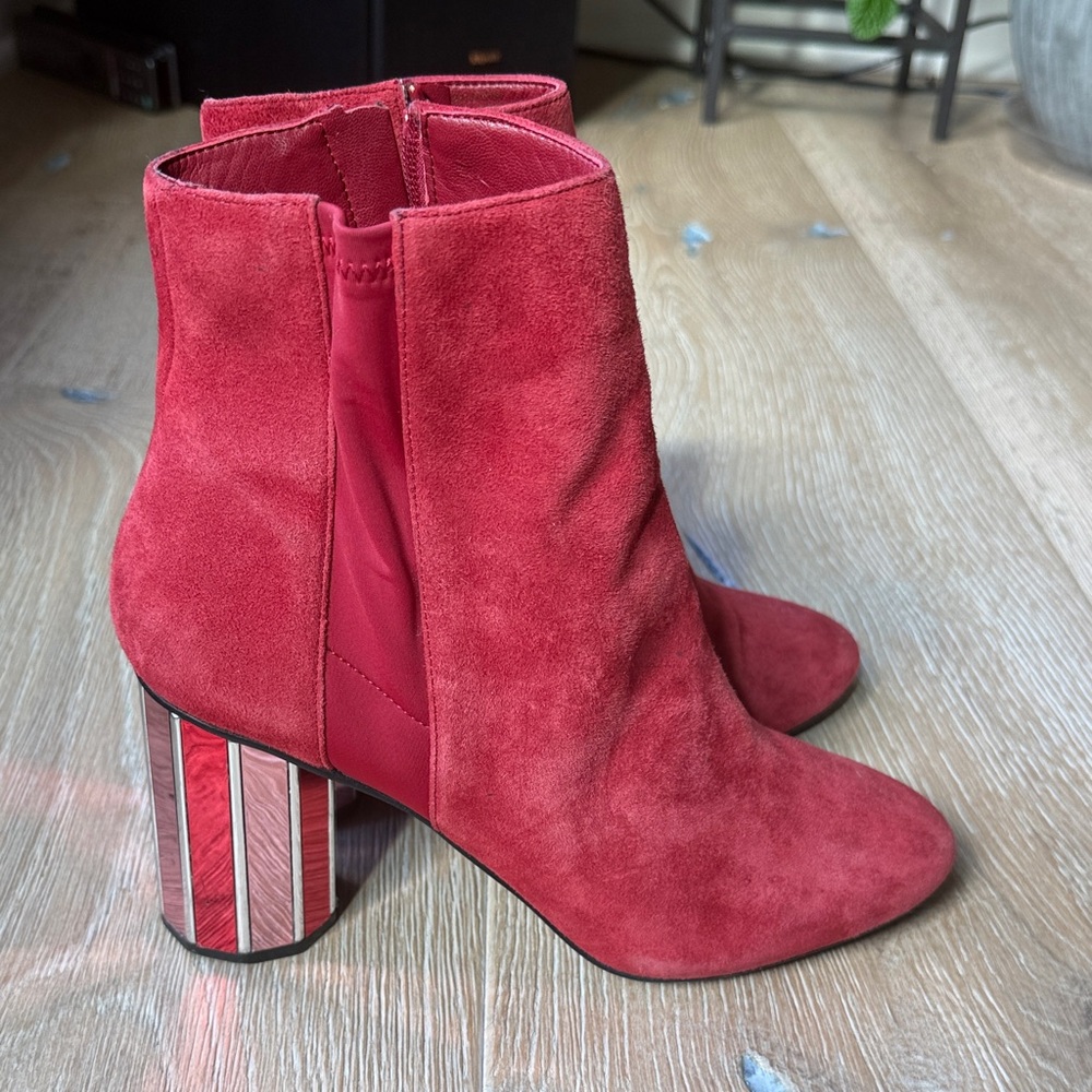 Aldo Red Suede Heeled Boots